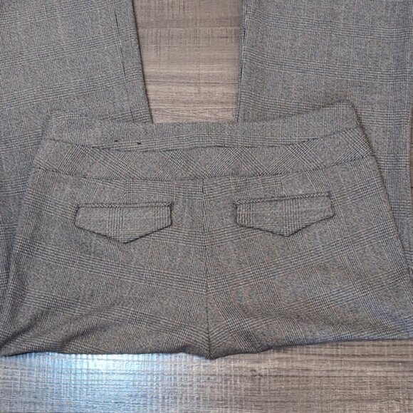 Express Editor Flare Leg Pants Houndstooth Plaid Womens Size 6 Grey Trousers - Picture 9 of 15